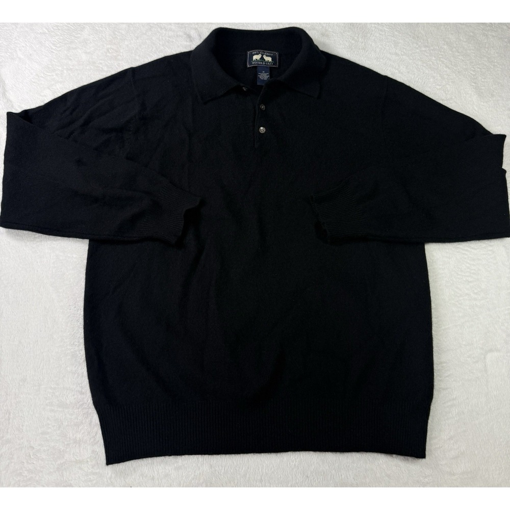 Woods & Gray 100% Cashmere Polo Pullover Sweater Mens Medium Black Soft